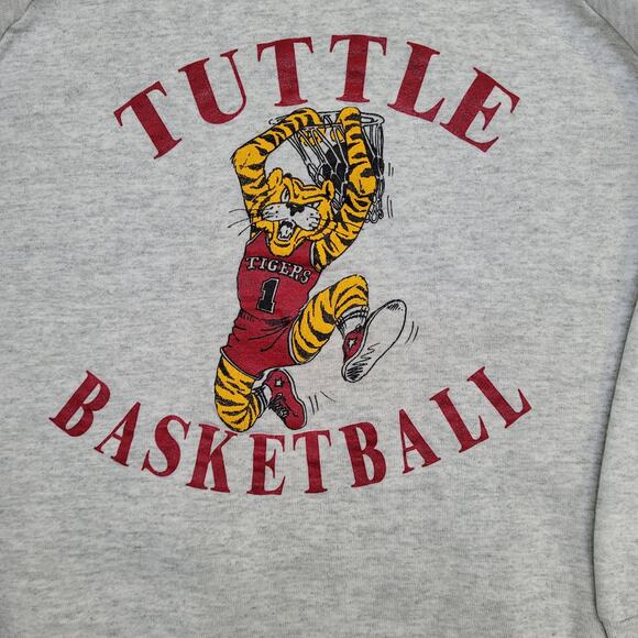 Vintage Tuttle Basketball Cropped Sweatshirt Large 22x23 USA - Picture 12 of 14